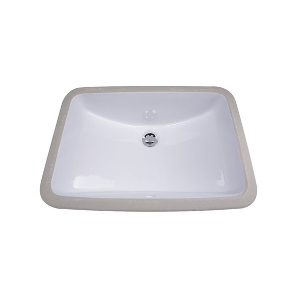 18 Inch X 12 Inch Glazed Bottom Undermount Rectangle Ceramic Sink In White